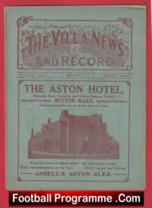 Aston Villa v Bolton Wanderers 1921 – 1920s Football Programmes
