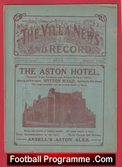 Aston Villa v Bolton Wanderers 1921 – 1920s Football Programmes