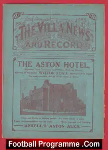 Aston Villa v Bolton Wanderers 1921 – 1920s Football Programmes
