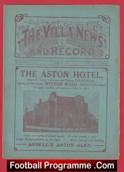 Aston Villa v Bolton Wanderers 1921 – 1920s Football Programmes