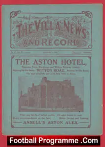 Aston Villa v Burnley 1921 – 1920s Football Programmes