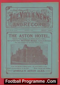 Aston Villa v Burnley 1921 – 1920s Football Programmes