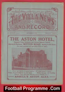 Aston Villa v Bury 1920 – 1920s Football Programmes