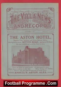 Aston Villa v Everton 1920 - 1920s Football Programmes - football programme