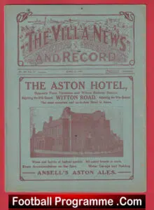 Aston Villa v Huddersfield Town 1921 – 1920’s Football Programmes