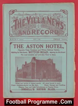 Aston Villa v Manchester City 1920 – 1920s Football Programmes