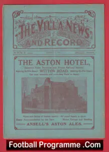 Aston Villa v Manchester City 1921 – 1920s Football Programmes