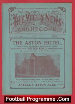 Aston Villa v Manchester City 1921 – 1920s Football Programmes