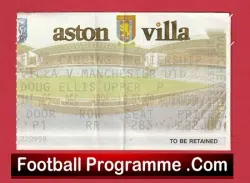 Aston Villa v Manchester United 1998 – Treble Season Match Ticket