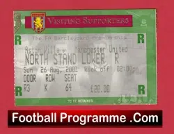 Aston Villa v Manchester United 2001 - Match Ticket - football memorabilia