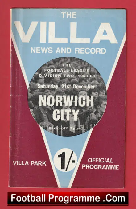 Aston Villa v Norwich City 1968