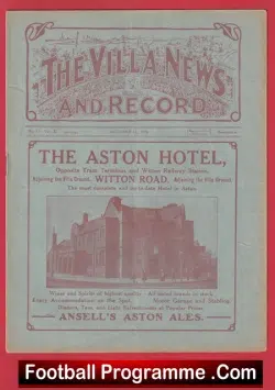 Aston Villa v Preston 1921 – 1920s Football Programmes