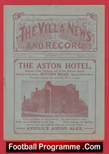 Aston Villa v Tranmere Rovers 1920 – 1920s Football Programmes