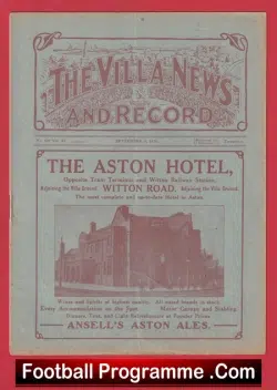 Aston Villa v Tranmere Rovers 1920 – 1920s Football Programmes