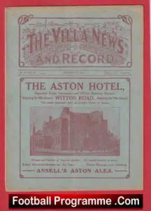 Aston Villa v WBA 1920 – 1920s Football Programmes