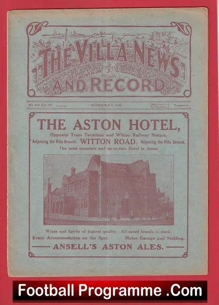 Aston Villa v WBA 1920 - 1920s Football Programmes - Image 2