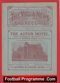 Aston Villa v WBA 1920 – 1920s Football Programmes