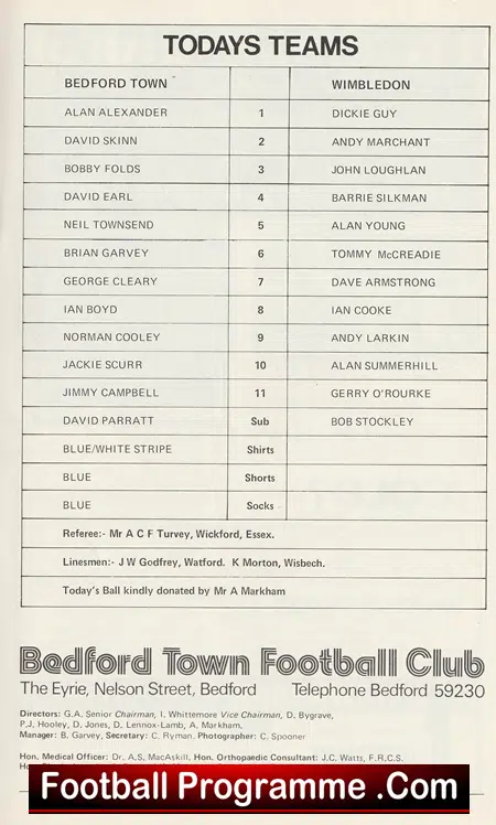 Bedford Town v Wimbledon 1980 - Image 3
