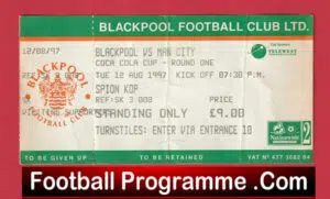Blackpool v Manchester City 1997 – Football Ticket