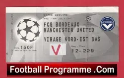 Bordeaux v Manchester United 2000 – Football Ticket Man Utd France