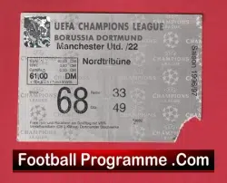 Borussia Dortmund v Manchester United 1997 – Match Ticket Germany
