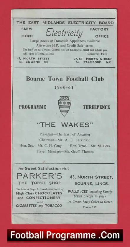 Bourne Town v Nuneaton 1960 – Reserves Match