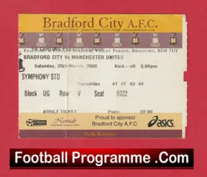Bradford City v Manchester United 2000 – Match Ticket