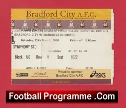 Bradford City v Manchester United 2000 – Match Ticket
