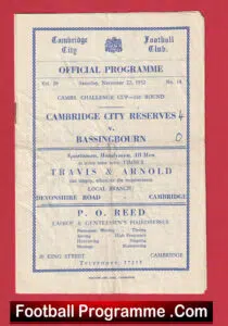 Cambridge City v Bassingbourn 1952 – Cambs Challenge Cup 1950s
