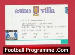 Chelsea v Manchester United 1996 – FA Cup Semi Final Match Ticket