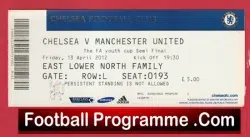 Chelsea v Manchester United 2012 – Match Ticket Youth Semi Final