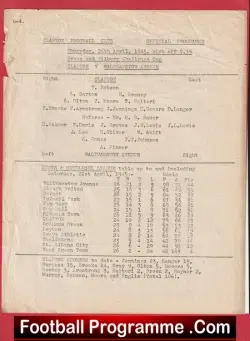 Clapton Orient v Walthamstow Avenue 1945 - War Time Football - football programme