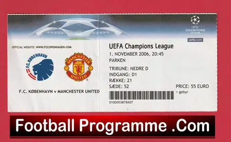 Copenhagen v Manchester United 2006 - Match Ticket Denmark - Image 2