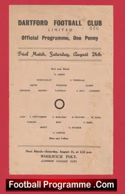 Dartford Trials Match Programme 1944 - 1940s - football programme