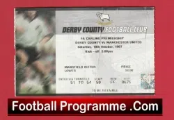 Derby County v Manchester United 1997 – Match Ticket