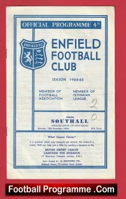 Enfield v Southall 1964 - Football Programmes - football programme