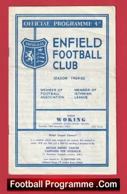 Enfield v Woking 1964 - Football Programme - football programme