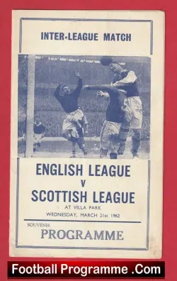 England Football League v Scotland League 1962 Pirate at Aston Villa