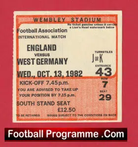 England v Germany 1982 – Football Ticket