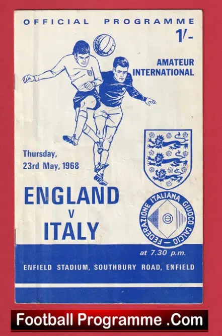 England v Italy 1968 – Amateur International at Enfield