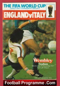 England v Italy 1977 – FIFA World Cup Qualifying