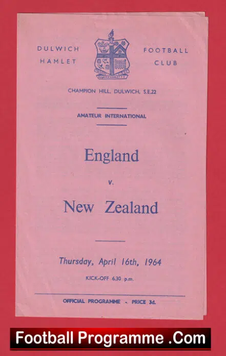 England v New Zealand 1964 – Amateur International Match Dulwich