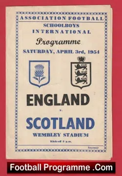 England v Scotland 1954 – Schoolboys Wembley Pirate