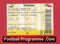 Everton v Manchester United 2000 – Match Ticket