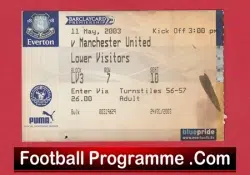 Everton v Manchester United 2003 – Ticket – Beckham + Rooney