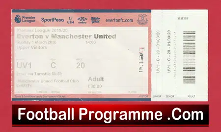 Everton v Manchester United 2020 - Match Ticket Covid Season - Image 2