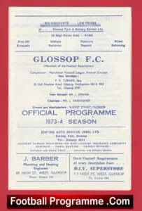 Glossop v Aston Villa 1973 – Manchester League