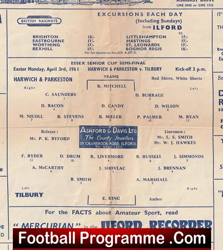 Harwich Parkeston v Tilbury 1961 - Senior Cup Semi Final Ilford - Image 3