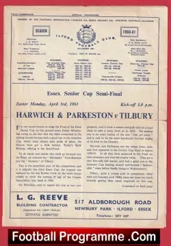 Harwich Parkeston v Tilbury 1961 – Senior Cup Semi Final Ilford