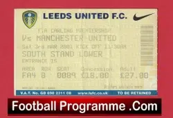 Leeds United v Manchester United 2001 – Football Ticket